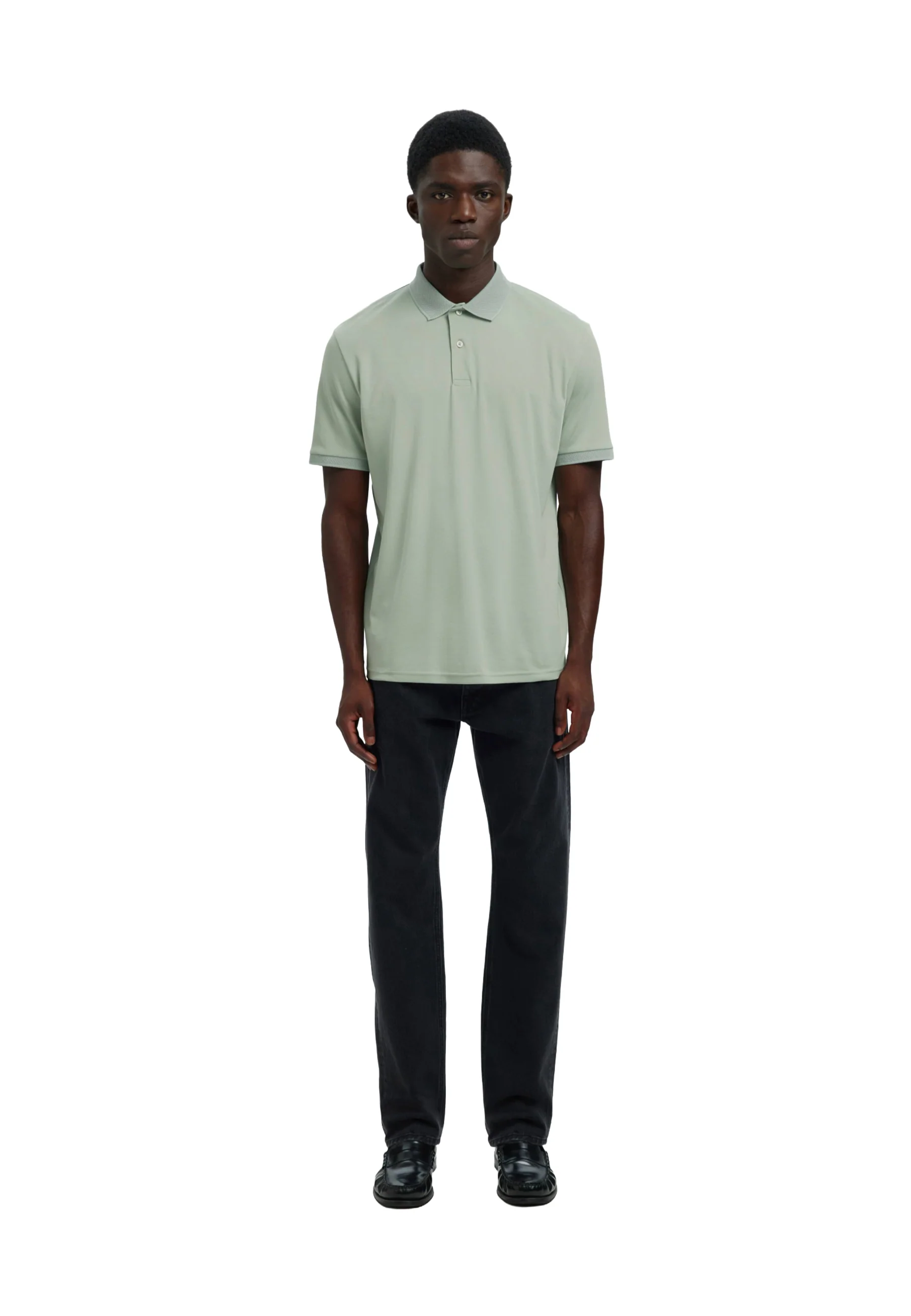 Selected Homme Black Slmfave Button Polo Uomo | 16099994 - Image 8